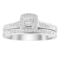 Thumbnail for LADIES BRIDAL RING SET 1/6 CT ROUND DIAMOND 10K WHITE GOLD