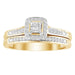 LADIES BRIDAL RING SET 1/6 CT ROUND DIAMOND 10K YELLOW GOLD