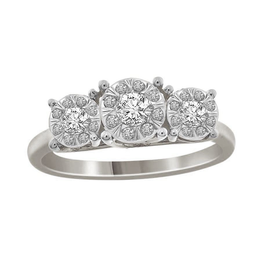 LADIES RING 1/3 CT ROUND DIAMOND SILVER