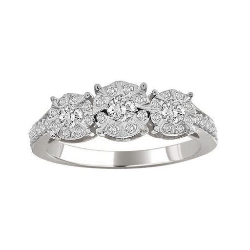 LADIES RING 1/3 CT ROUND DIAMOND SILVER