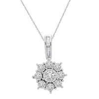 Thumbnail for LADIES PENDANT 1/2 CT ROUND/BAGUETTE DIAMOND 10K WHITE GOLD