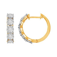Thumbnail for LADIES HOOPS EARRING 1 CT ROUND DIAMOND 10K YELLOW GOLD