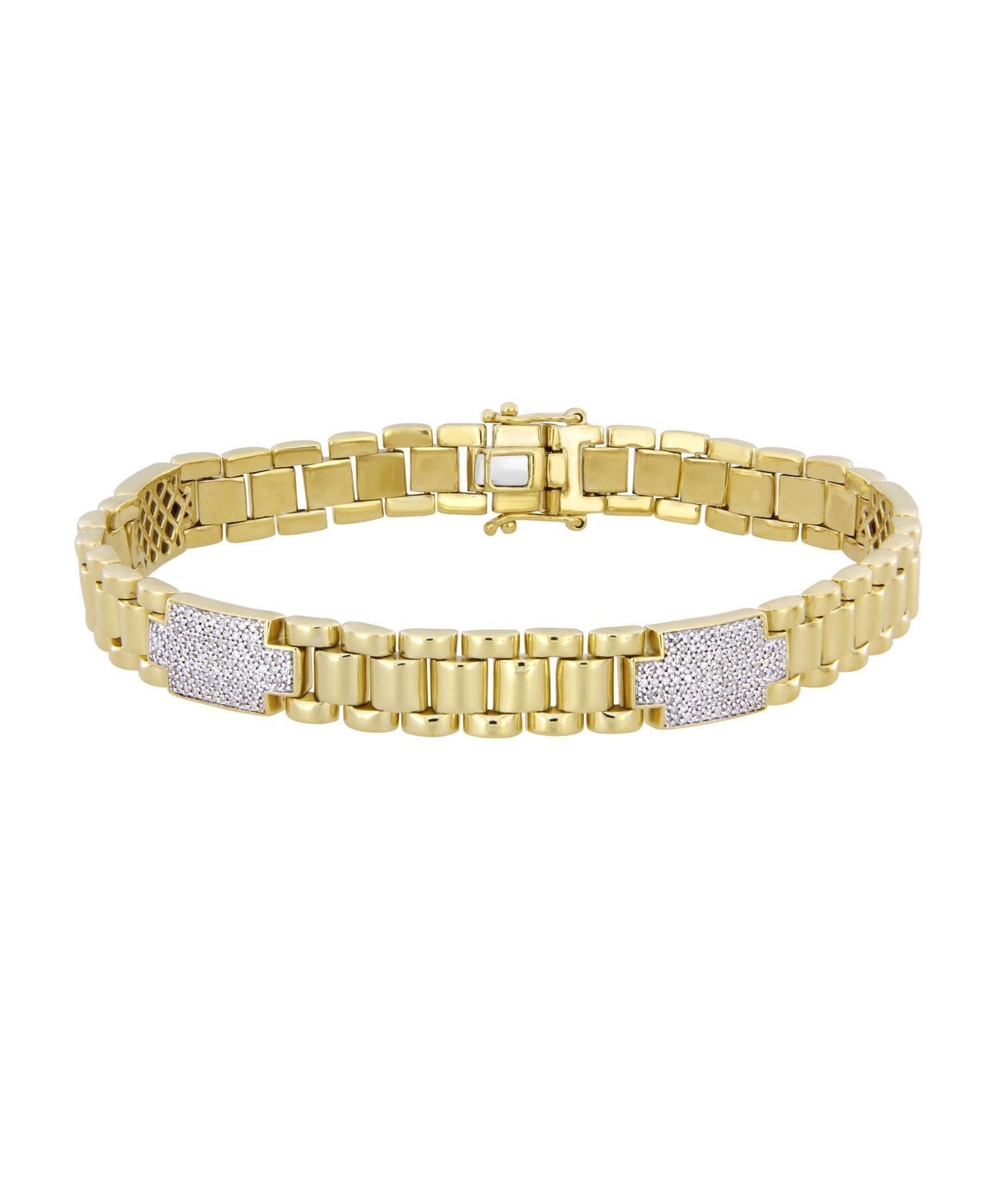 LADIES BRACELET 1 CT ROUND DIAMOND SILVER YELLOW GOLD PLATED