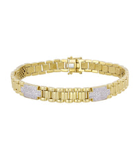 Thumbnail for LADIES BRACELET 1 CT ROUND DIAMOND SILVER YELLOW GOLD PLATED