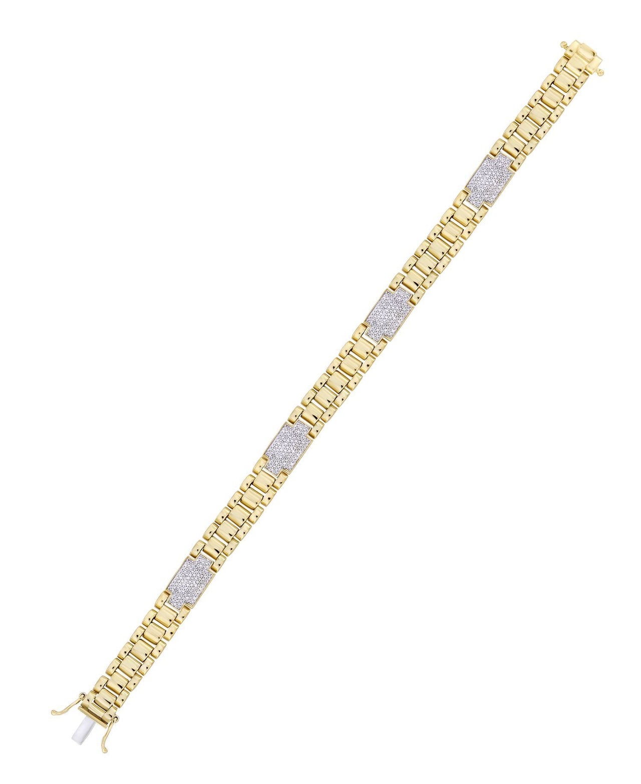 LADIES BRACELET 1 CT ROUND DIAMOND SILVER YELLOW GOLD PLATED