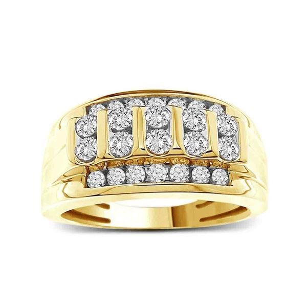 MEN'S BAND 1 1/2 CT ROUND DIAMOND 10KT YELLOW GOLD