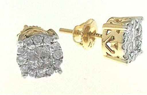 LADIES EARRINGS 1 1/2 CT ROUND/PRINCESS DIAMOND INV SET 14KT YELLOW GOLD
