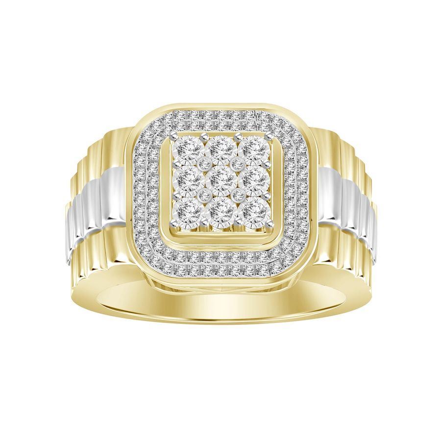 MEN'S RING 1/4 CT ROUND DIAMOND 10K TT WHITE/YELLOW GOLD