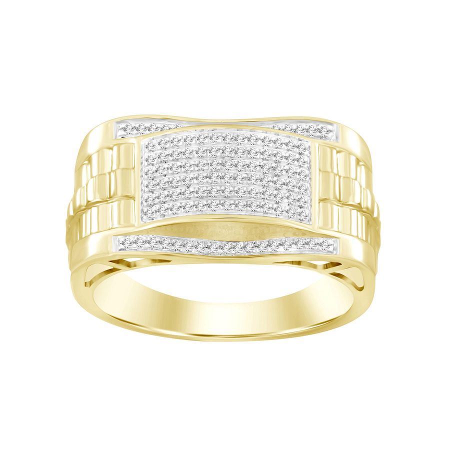 MEN'S RING 1/4 CT ROUND DIAMOND 10K YELLOW GOLD