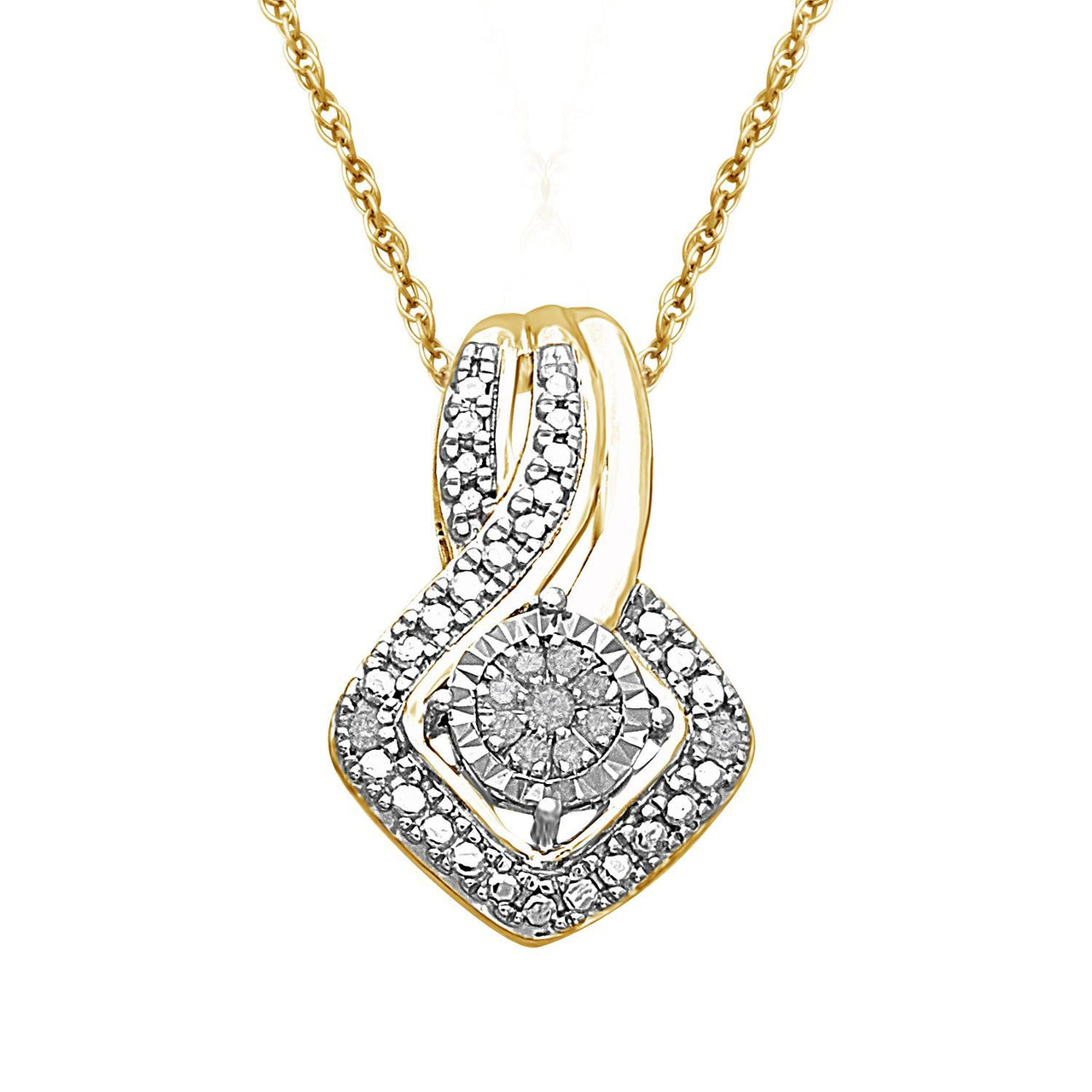 LADIES PENDANT 1/15 CT ROUND DIAMOND 10KT YELLOW GOLD