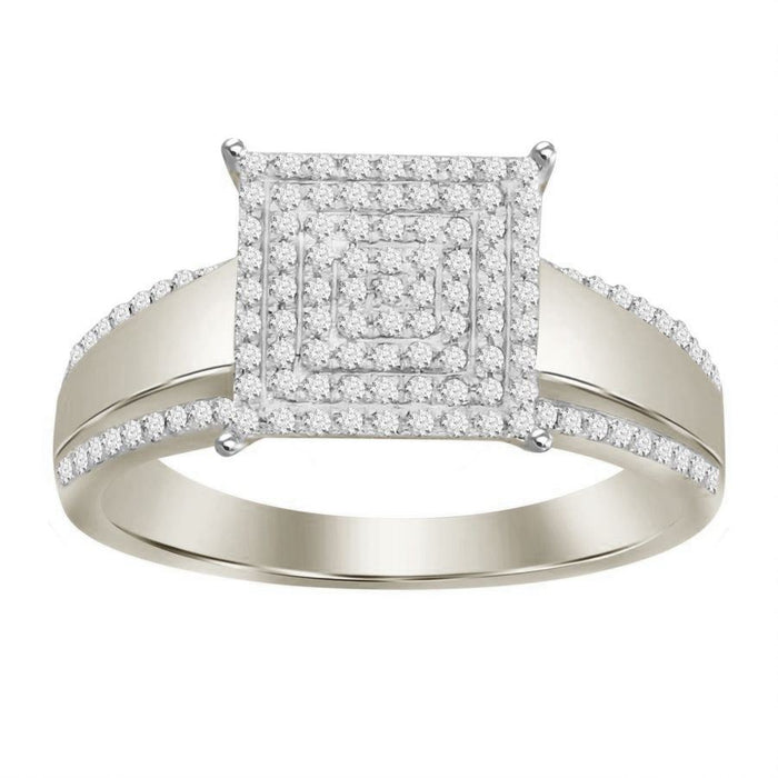 LADIES RING 1/3 CT ROUND DIAMOND 10KT WHITE GOLD