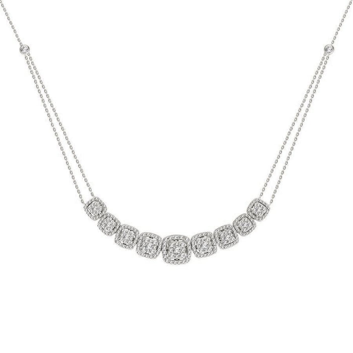 LADIES NECKLACE 2 CT ROUND DIAMOND 14K WHITE GOLD