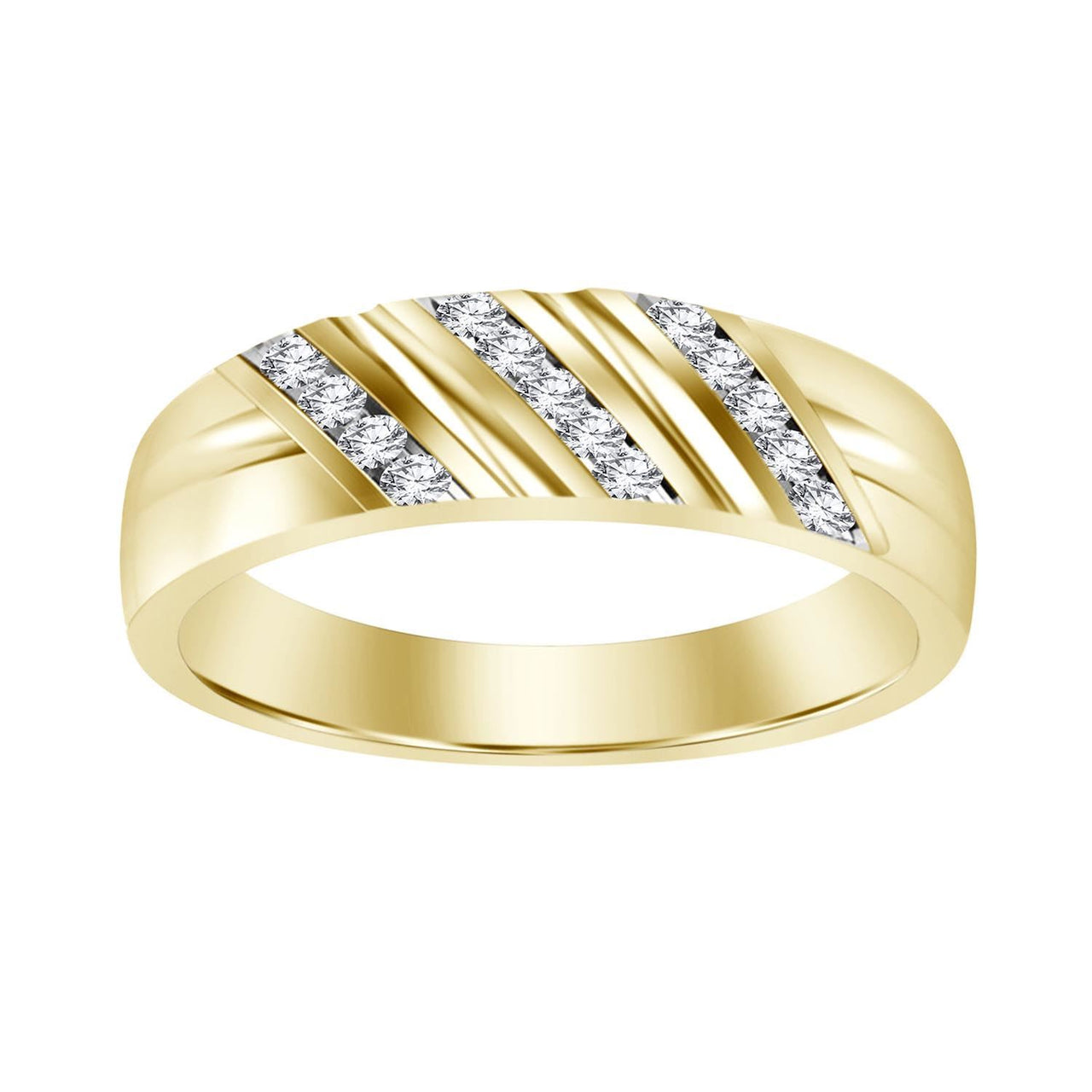 MEN'S BAND 0.03 CT ROUND DIAMOND 10K YELLOW GOLD