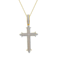 Thumbnail for MEN'S CROSS 1 CT ROUND DIAMOND 10K YELLOW GOLD