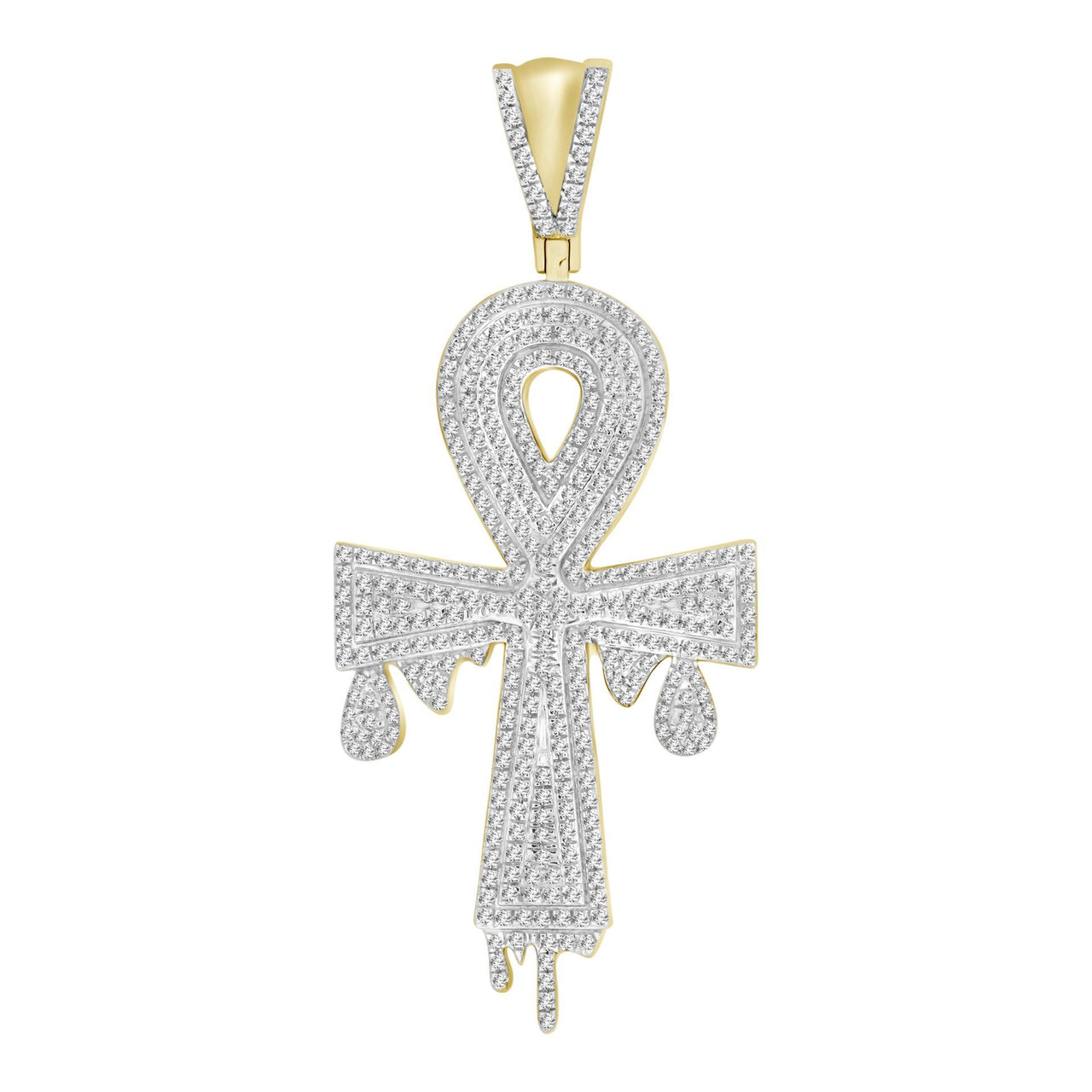 MEN'S CROSS 3/4 CT ROUND DIAMOND 10K YELLOW GOLD