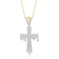 Thumbnail for MEN'S CROSS 1 CT ROUND DIAMOND 10K YELLOW GOLD