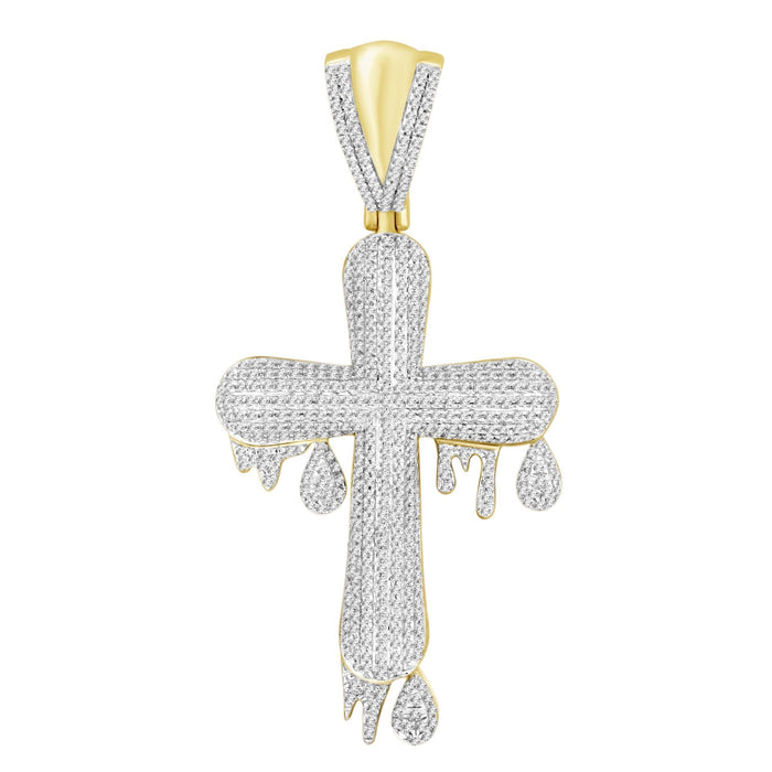 MEN'S CROSS 1 CT ROUND DIAMOND 10K YELLOW GOLD