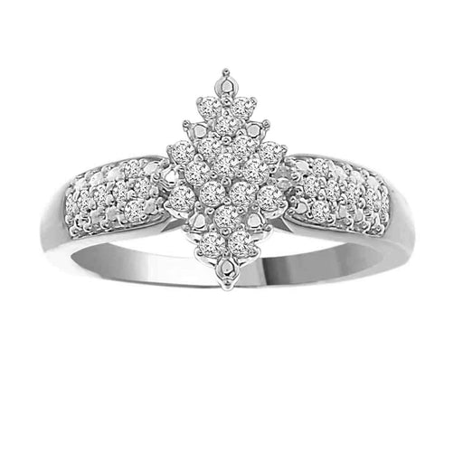 LADIES RING 1/5 CT ROUND DIAMOND 10K WHITE GOLD