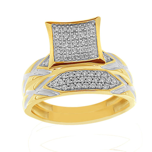 LADIES BRIDAL RING SET 1/3 CT ROUND DIAMOND 10K YELLOW GOLD