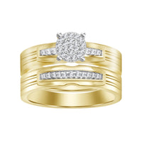 Thumbnail for LADIES BRIDAL RING SET 1/20 CT ROUND DIAMOND 10K YELLOW GOLD