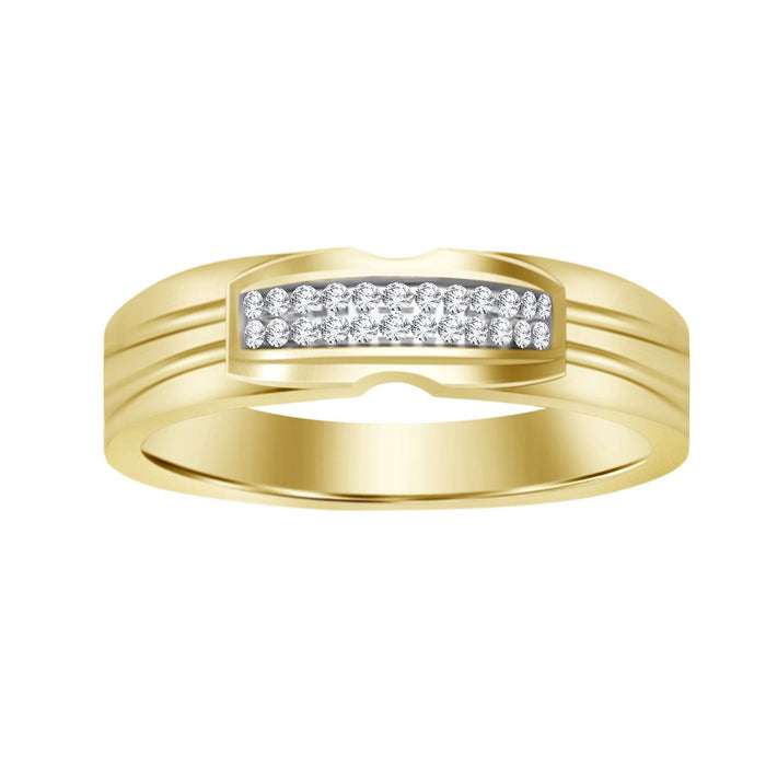 MEN'S RING 0.03 CT ROUND DIAMOND 10K YELLOW GOLD