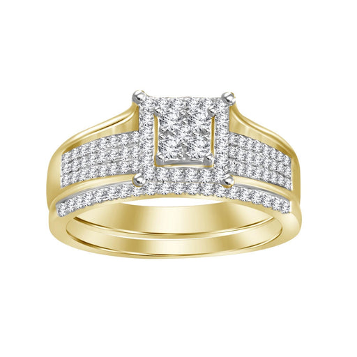 LADIES BRIDAL RING SET 1/3 CT ROUND DIAMOND 10K YELLOW GOLD