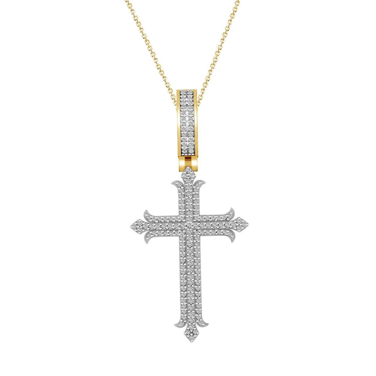 MEN'S CROSS 1/2 CT ROUND DIAMOND 10K YELLOW GOLD