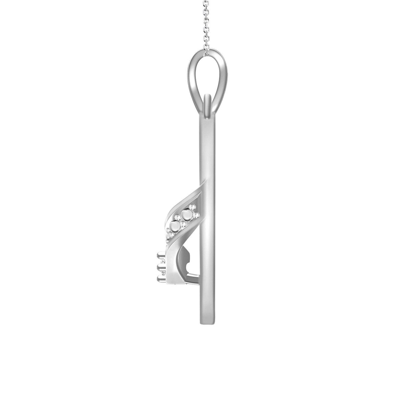 LADIES PENDANT 0.01 CT ROUND DIAMOND 10K WHITE GOLD