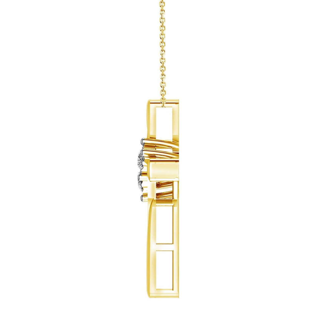 LADIES PENDANT 1/10 CT ROUND DIAMOND 10K YELLOW GOLD