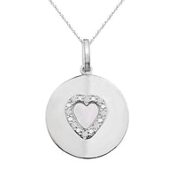 Thumbnail for LADIES CIRCLE HEART PENDANT 1/10 CT ROUND DIAMOND SILVER