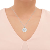 Thumbnail for LADIES CIRCLE HEART PENDANT 1/10 CT ROUND DIAMOND SILVER