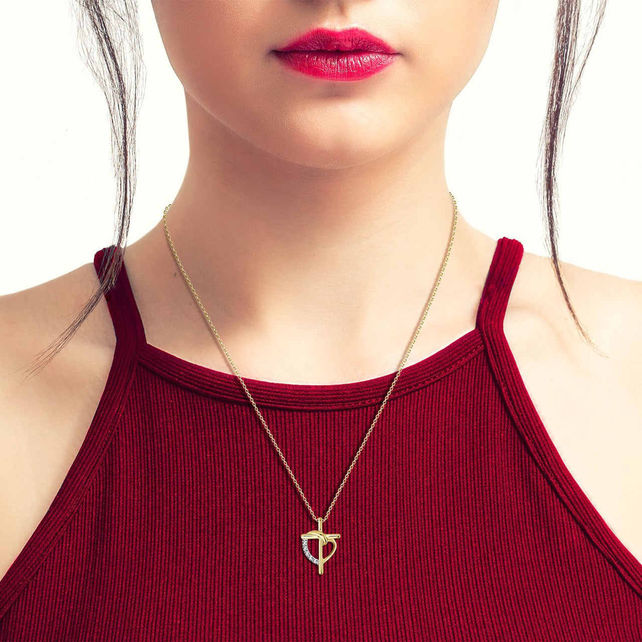 LADIES PENDANT 1 CT ROUND DIAMOND 10K YELLOW GOLD