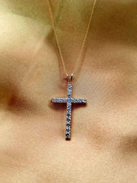 Thumbnail for LADIES CROSS PENDANT 1/4 CT ROUND DIAMOND 10K YELLOW GOLD