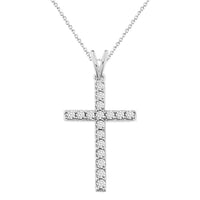 Thumbnail for LADIES CROSS PENDANT 1/2 CT ROUND DIAMOND 10K WHITE GOLD