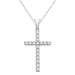 LADIES CROSS PENDANT 1/2 CT ROUND DIAMOND 10K WHITE GOLD