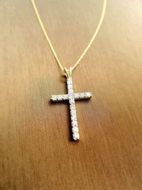 Thumbnail for LADIES CROSS PENDANT 1/2 CT ROUND DIAMOND 10K YELLOW GOLD