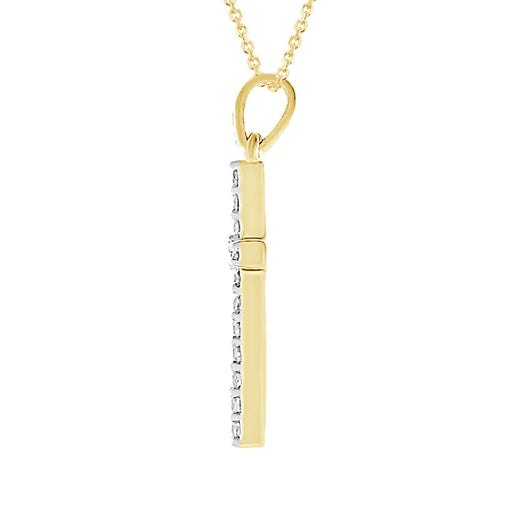 LADIES CROSS PENDANT 1 CT ROUND DIAMOND 10K YELLOW GOLD