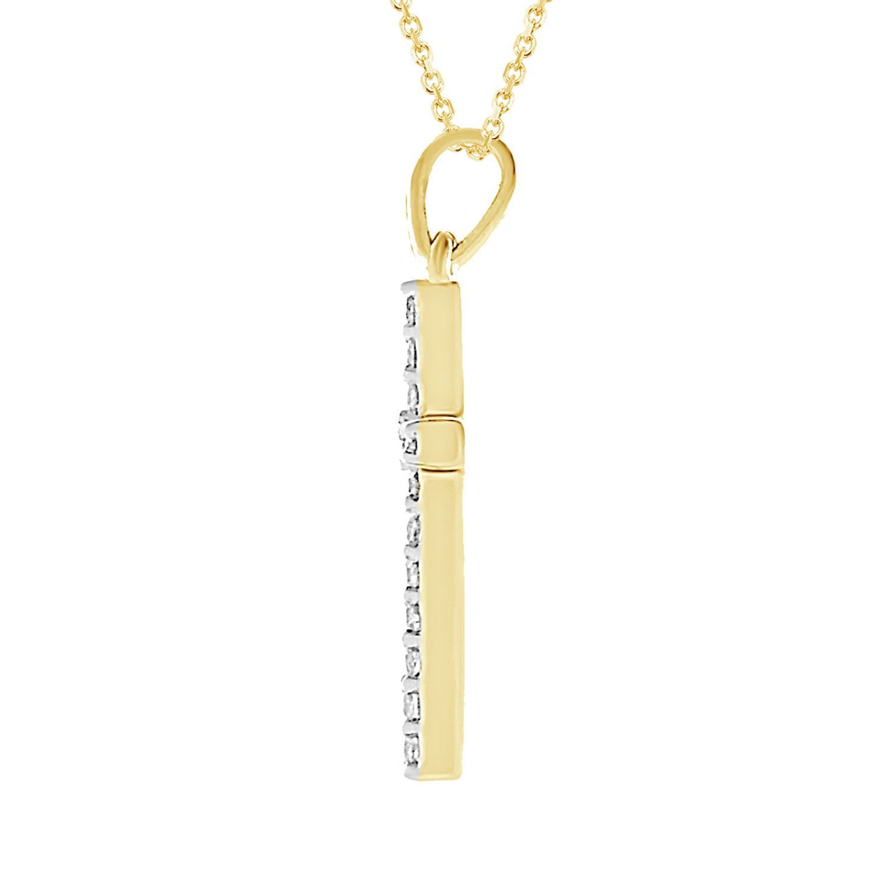LADIES CROSS PENDANT 1 CT ROUND DIAMOND 10K YELLOW GOLD