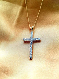 Thumbnail for LADIES CROSS PENDANT 1 CT ROUND DIAMOND 10K YELLOW GOLD