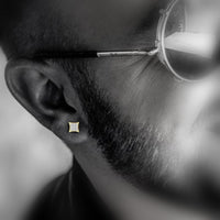 Thumbnail for MEN'S EARRINGS 1/20 CT ROUND DIAMOND 10K YELLOW GOLD