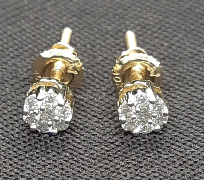 LADIES EARRINGS 1/6 CT ROUND DIAMOND 10K YELLOW GOLD
