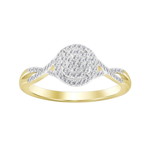 LADIES BRIDAL RING SET 1/4 CT ROUND DIAMOND 10K YELLOW GOLD