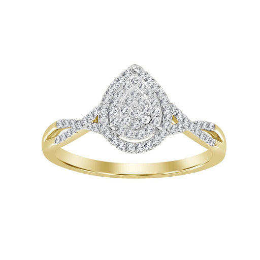 LADIES BRIDAL RING SET 1/4 CT ROUND DIAMOND 10K YELLOW GOLD