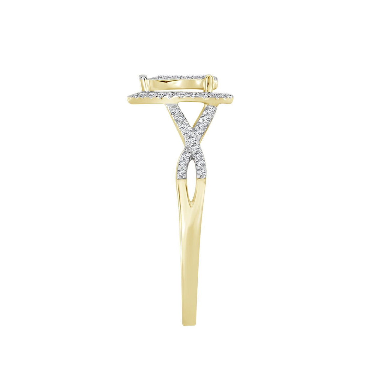 LADIES BRIDAL RING SET 1/4 CT ROUND DIAMOND 10K YELLOW GOLD