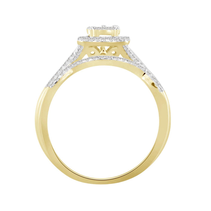 LADIES BRIDAL RING SET 1/4 CT ROUND DIAMOND 10K YELLOW GOLD