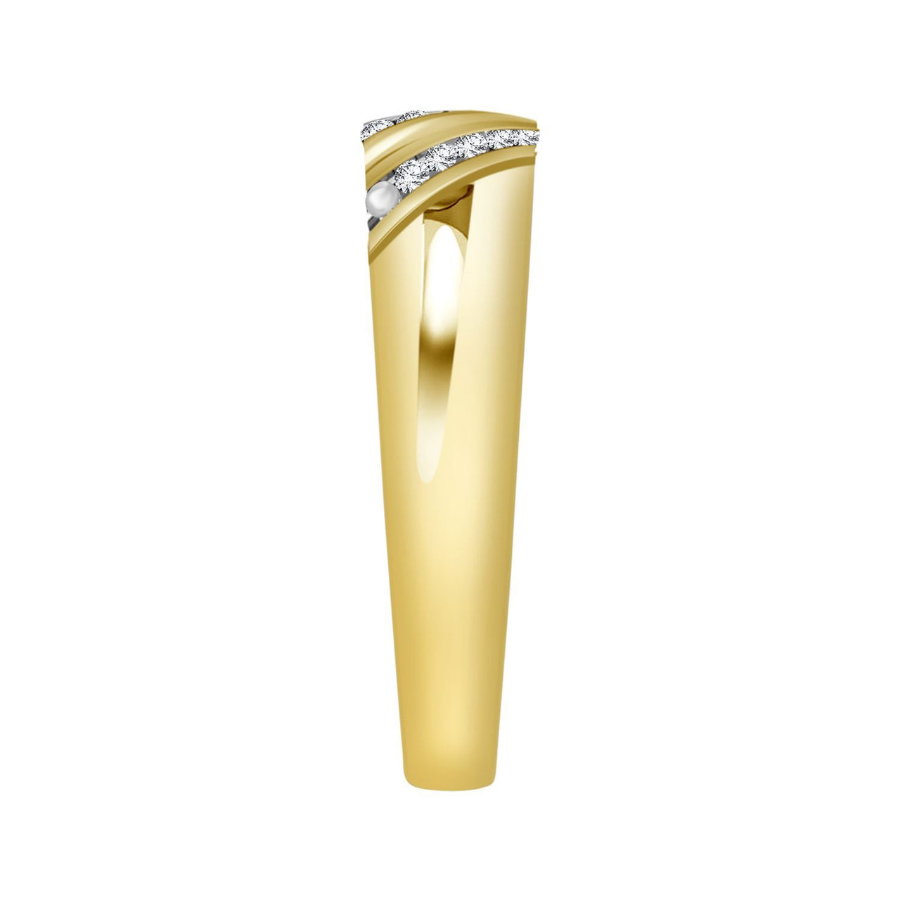 MEN'S BAND 0.03 CT ROUND DIAMOND 10K YELLOW GOLD