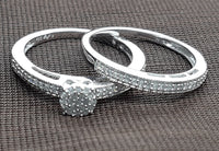 Thumbnail for LADIES BRIDAL RING SET 1/3 CT ROUND DIAMOND SILVER
