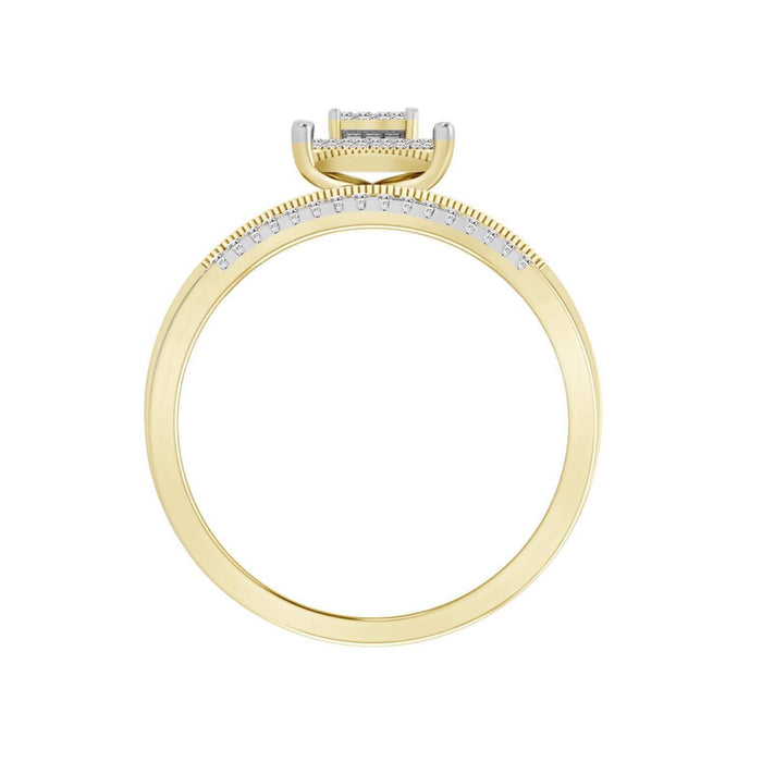 LADIES BRIDAL RING SET 1/5 CTS ROUND/PC DIAMOND 10KT YELLOW GOLD