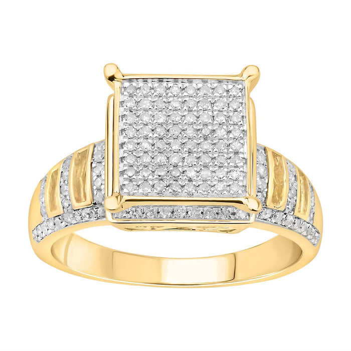 LADIES RING 1/2 CT ROUND DIAMOND 10K YELLOW GOLD