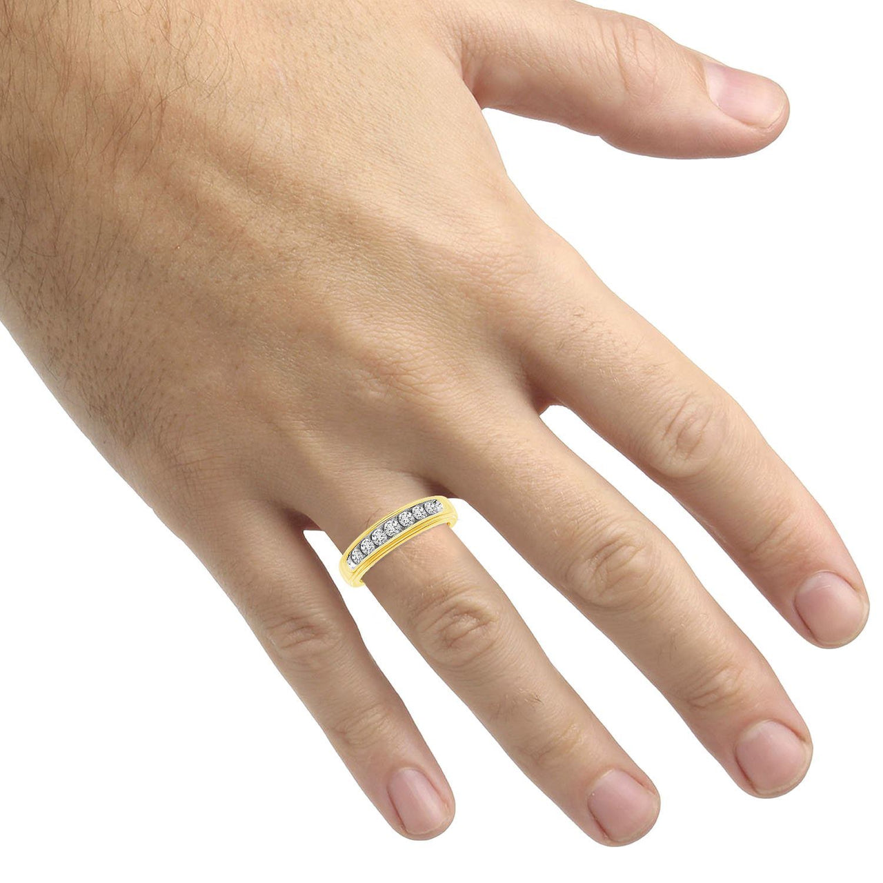 MEN'S BAND 1/2 CT ROUND DIAMOND 10K YELLOW GOLD